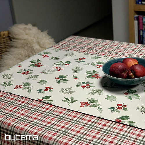 Christmas tablecloth and scarf HOLLY GREEN