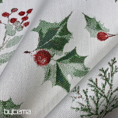 Christmas tablecloth and scarf HOLLY GREEN