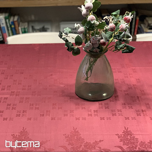 Tablecloth DAMASK flowers burgundy 120x140