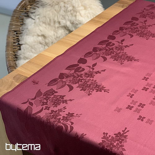 Tablecloth DAMASK flowers burgundy 120x140