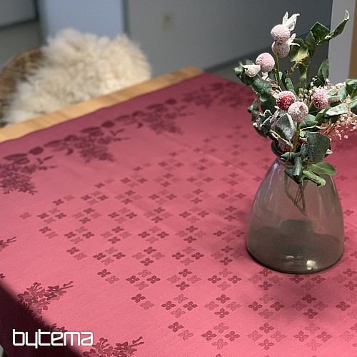 Tablecloth DAMASK flowers burgundy 120x140