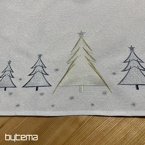 Embroidered tablecloth and scarf GREY GOLDEN TREES