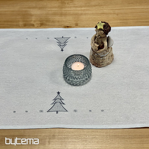 Embroidered tablecloth and scarf GREY GOLDEN TREES