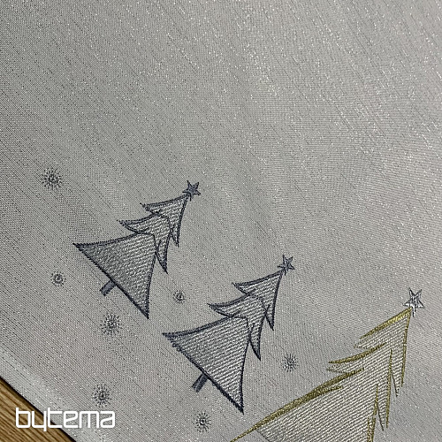 Embroidered tablecloth and scarf GREY GOLDEN TREES