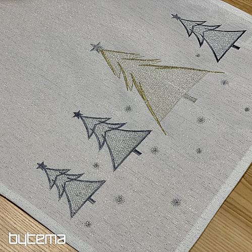 Embroidered tablecloth and scarf GREY GOLDEN TREES