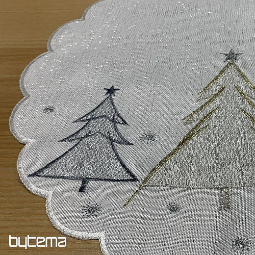 Embroidered tablecloth and scarf GREY GOLDEN TREES