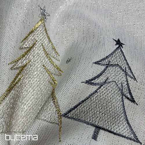 Embroidered tablecloth and scarf GREY GOLDEN TREES