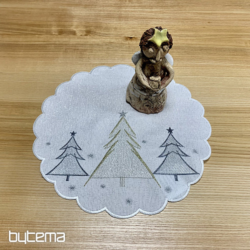 Embroidered tablecloth and scarf GREY GOLDEN TREES