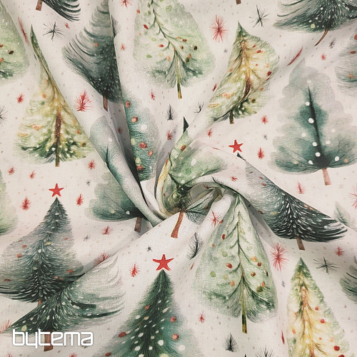 Cotton fabric SNOWY FOREST