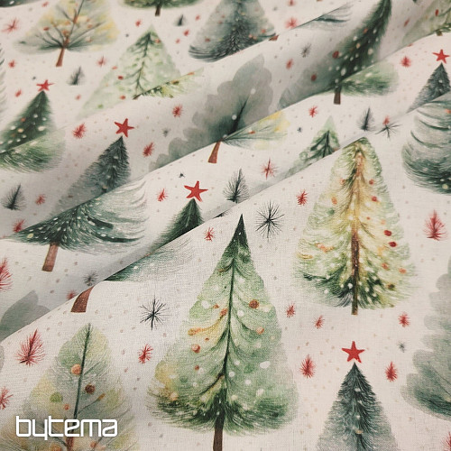 Cotton fabric SNOWY FOREST