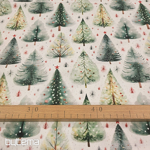 Cotton fabric SNOWY FOREST