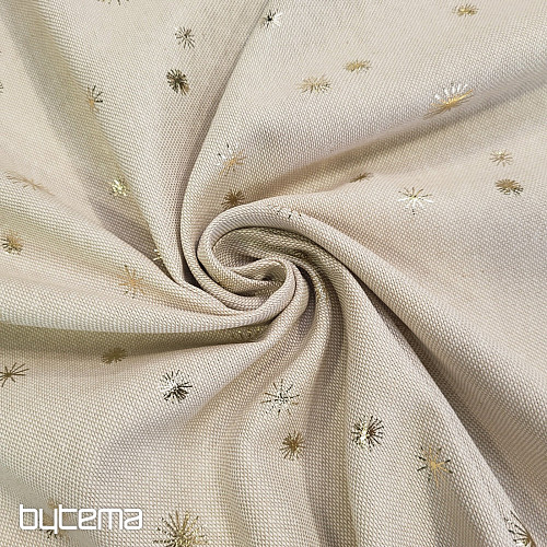 Cotton CANVAS fabric GOLDEN STARS on the cutting board