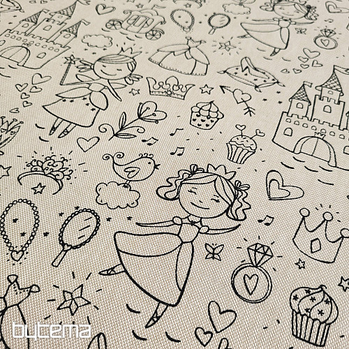 PRINCESS painting fabric on a plain background