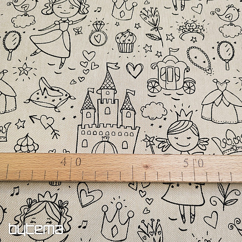 PRINCESS painting fabric on a plain background