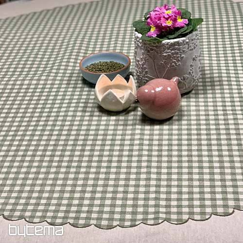 Round tapestry tablecloth HUSSIČKY GREEN CHECK