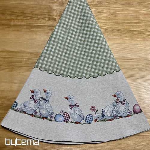 Round tapestry tablecloth HUSSIČKY GREEN CHECK