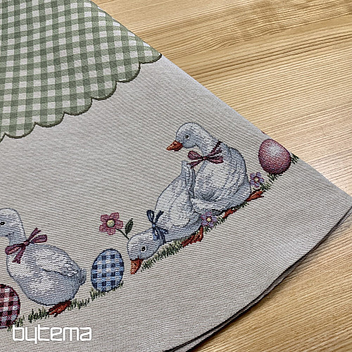 Round tapestry tablecloth HUSSIČKY GREEN CHECK