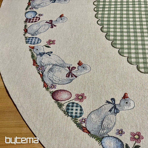 Round tapestry tablecloth HUSSIČKY GREEN CHECK