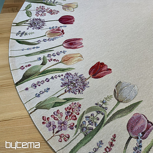 Round tapestry tablecloth TULIPS SPRING III