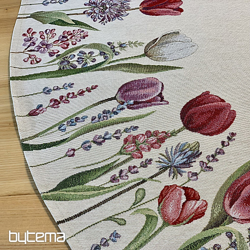 Round tapestry tablecloth TULIPS SPRING III