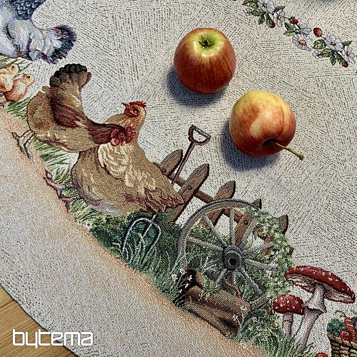 Round tapestry tablecloth ROCK BY THE FENCE