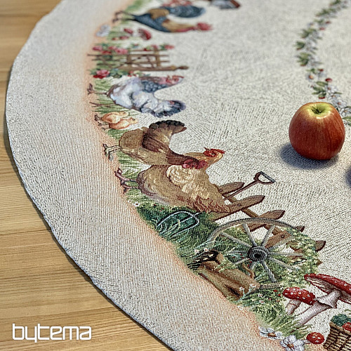 Round tapestry tablecloth ROCK BY THE FENCE