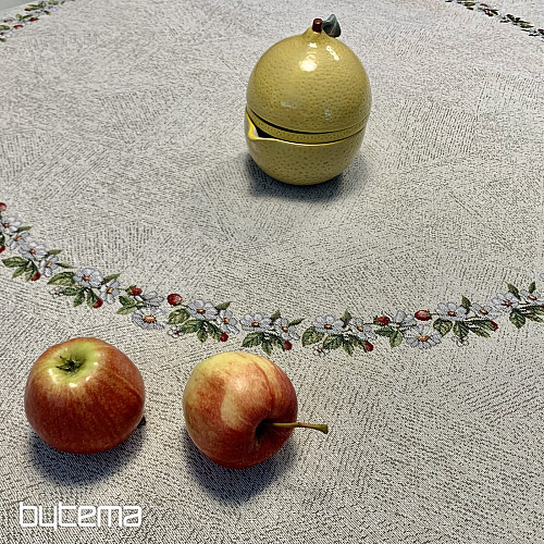 Round tapestry tablecloth ROCK BY THE FENCE