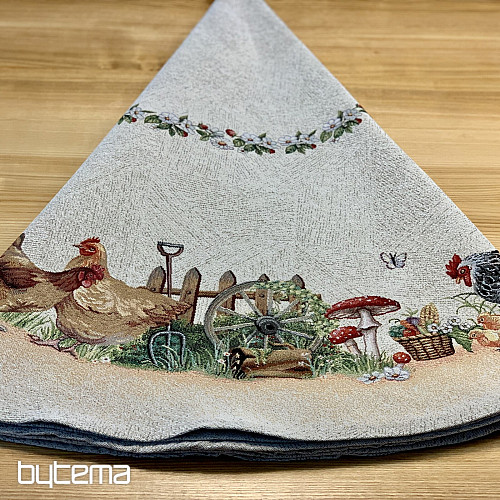 Round tapestry tablecloth ROCK BY THE FENCE