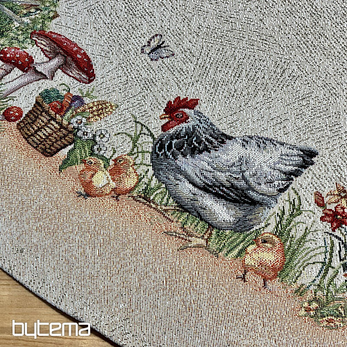 Round tapestry tablecloth ROCK BY THE FENCE