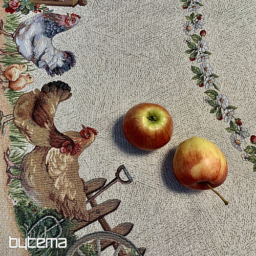 Round tapestry tablecloth ROCK BY THE FENCE