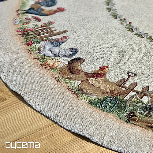 Round tapestry tablecloth ROCK BY THE FENCE