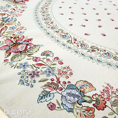 Round tapestry tablecloth PAINTED FLOWERS