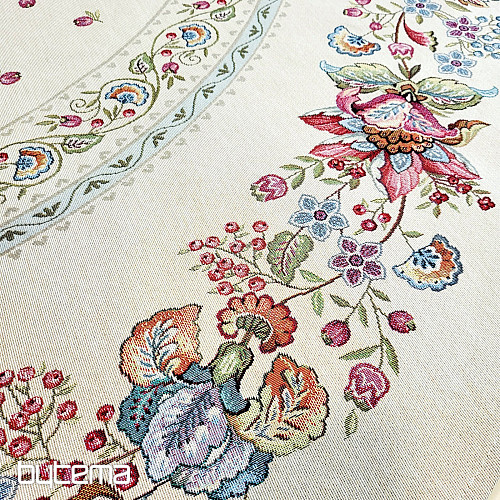 Round tapestry tablecloth PAINTED FLOWERS