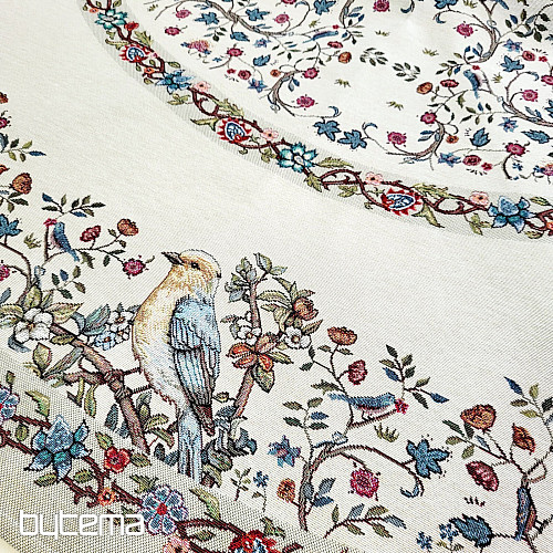 Tapestry tablecloth round BIRDS