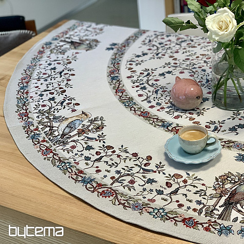 Tapestry tablecloth round BIRDS