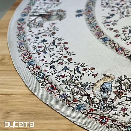 Tapestry tablecloth round BIRDS