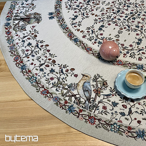 Tapestry tablecloth round BIRDS