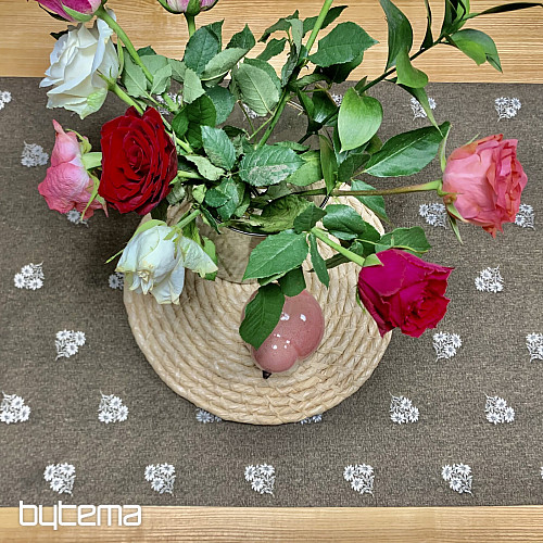 Jacquard scarf ALPINE FLOWERS BROWN