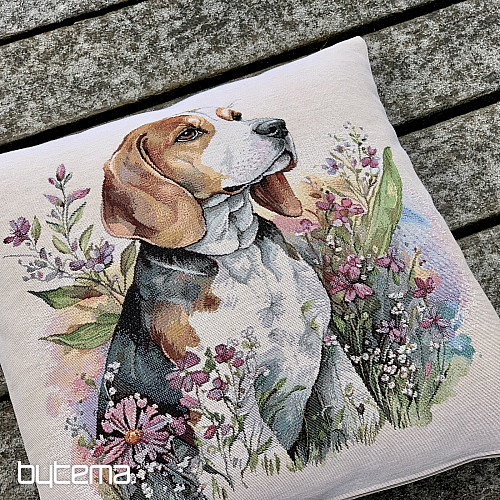 Tapestry pillowcase Beagle in the meadow