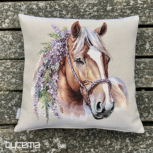 Tapestry pillowcase HORSE WITH FLOWERS