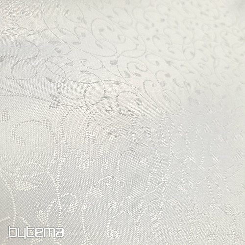 Decorative plain fabric WHITE LEAVES
