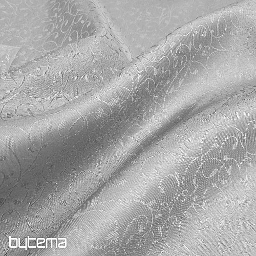 Decorative plain fabric LEAVES GREY