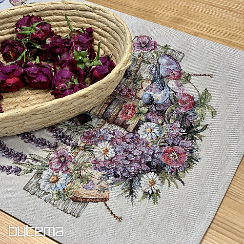 Tapestry tablecloth and scarf BIRDHOUSE