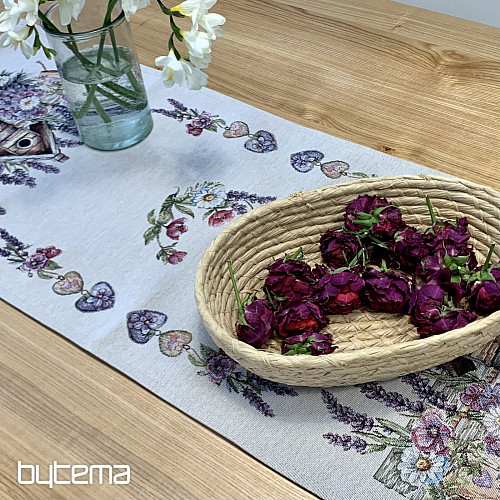 Tapestry tablecloth and scarf BIRDHOUSE