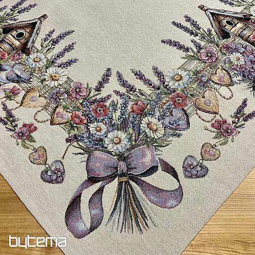 Tapestry tablecloth and scarf BIRDHOUSE