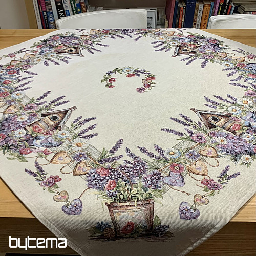 Tapestry tablecloth and scarf BIRDHOUSE
