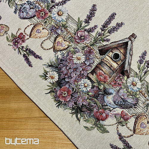 Tapestry tablecloth and scarf BIRDHOUSE