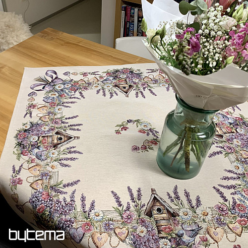 Tapestry tablecloth and scarf BIRDHOUSE