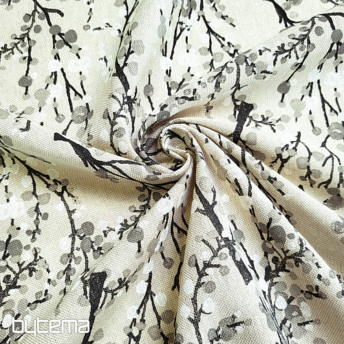 Decorative fabric TREE BUBBLES GREY