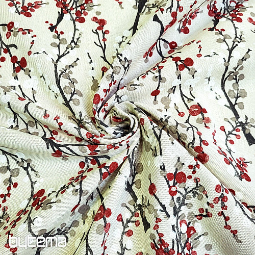 Decorative fabric TREE BUBBLES RED